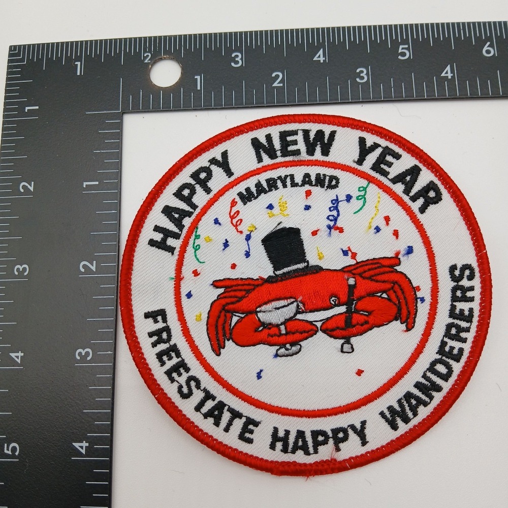 Freestate Happy Wanderers Patch Unisex Red Maryland New Year Crab Souvenir